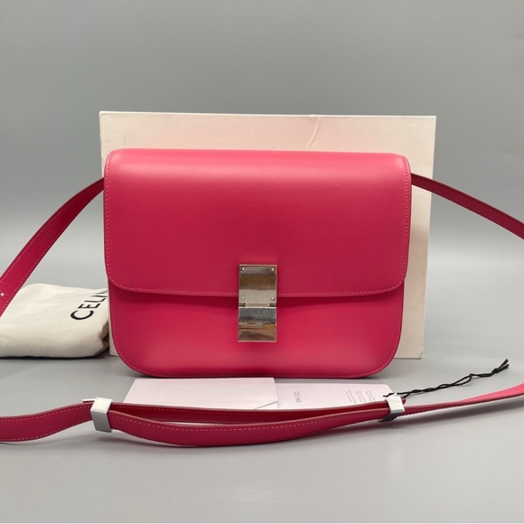 Celine Classic box Pink Leather Shoulder Bag - Picture 1 of 9